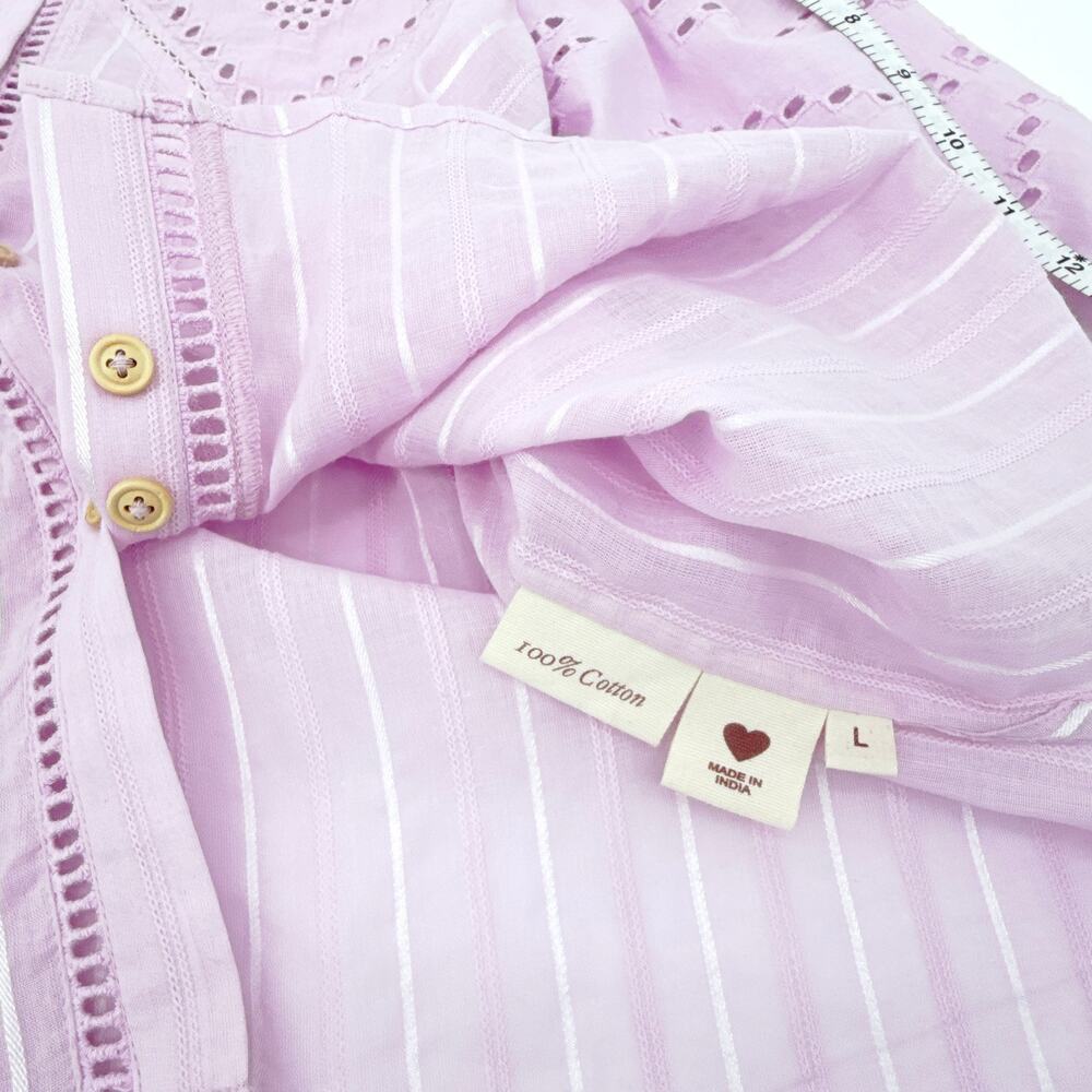 NWOT ALIX of BOHEMIA Winn Lilac Eyelet Shirt - Picture 8 of 12